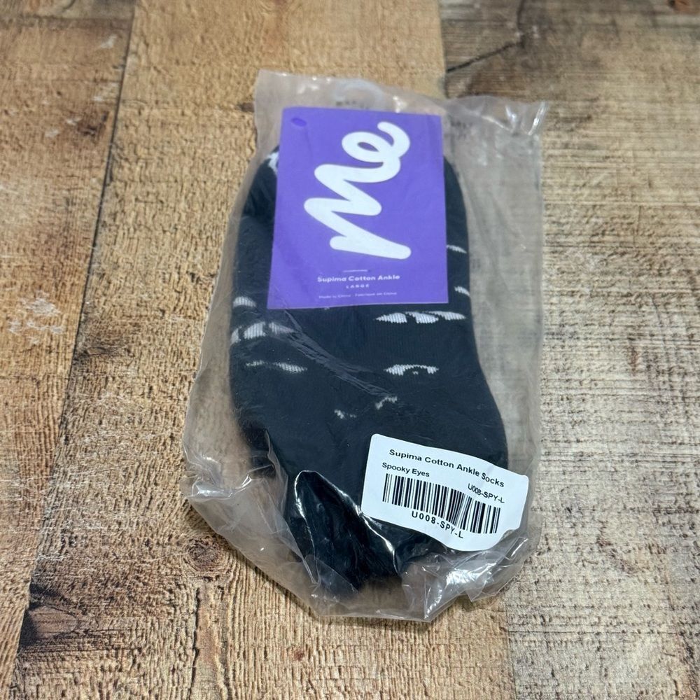 MeUndies Supima Cotton Ankle Socks Unisex New with tags, size Large spooky eyes
